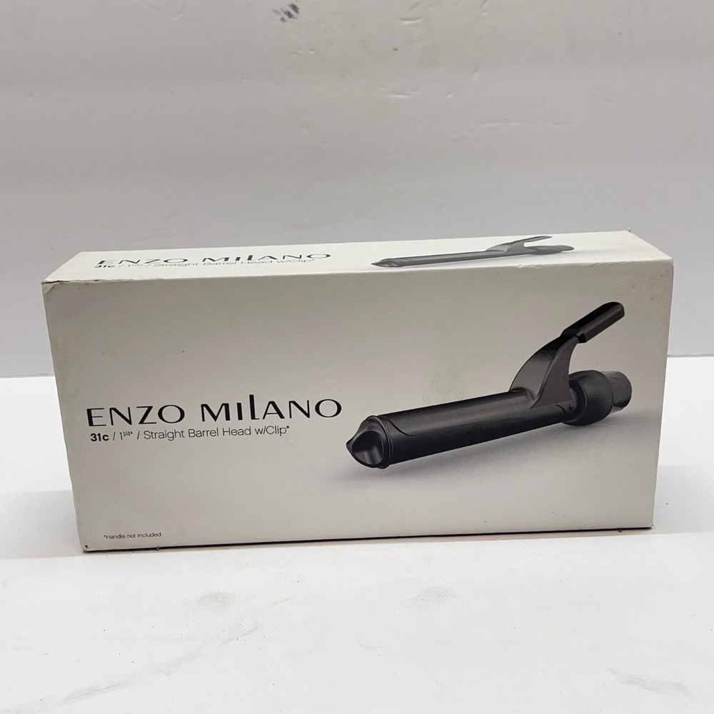 Enzo Milano 31c 1.25" Straight Barrel Head w/Clip Hair Tool Attachment Black